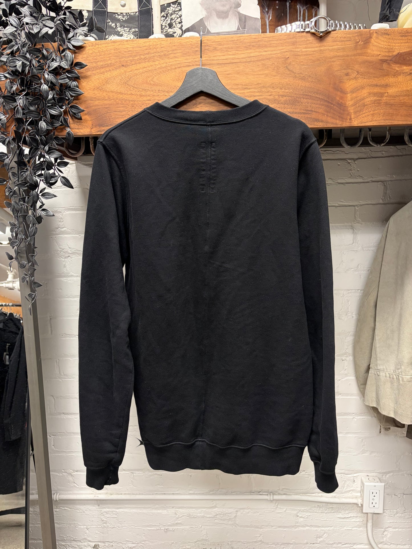 AW2013 Rick Owens ‘Plinth’ Patch Graphic Black Cotton Sweatshirt