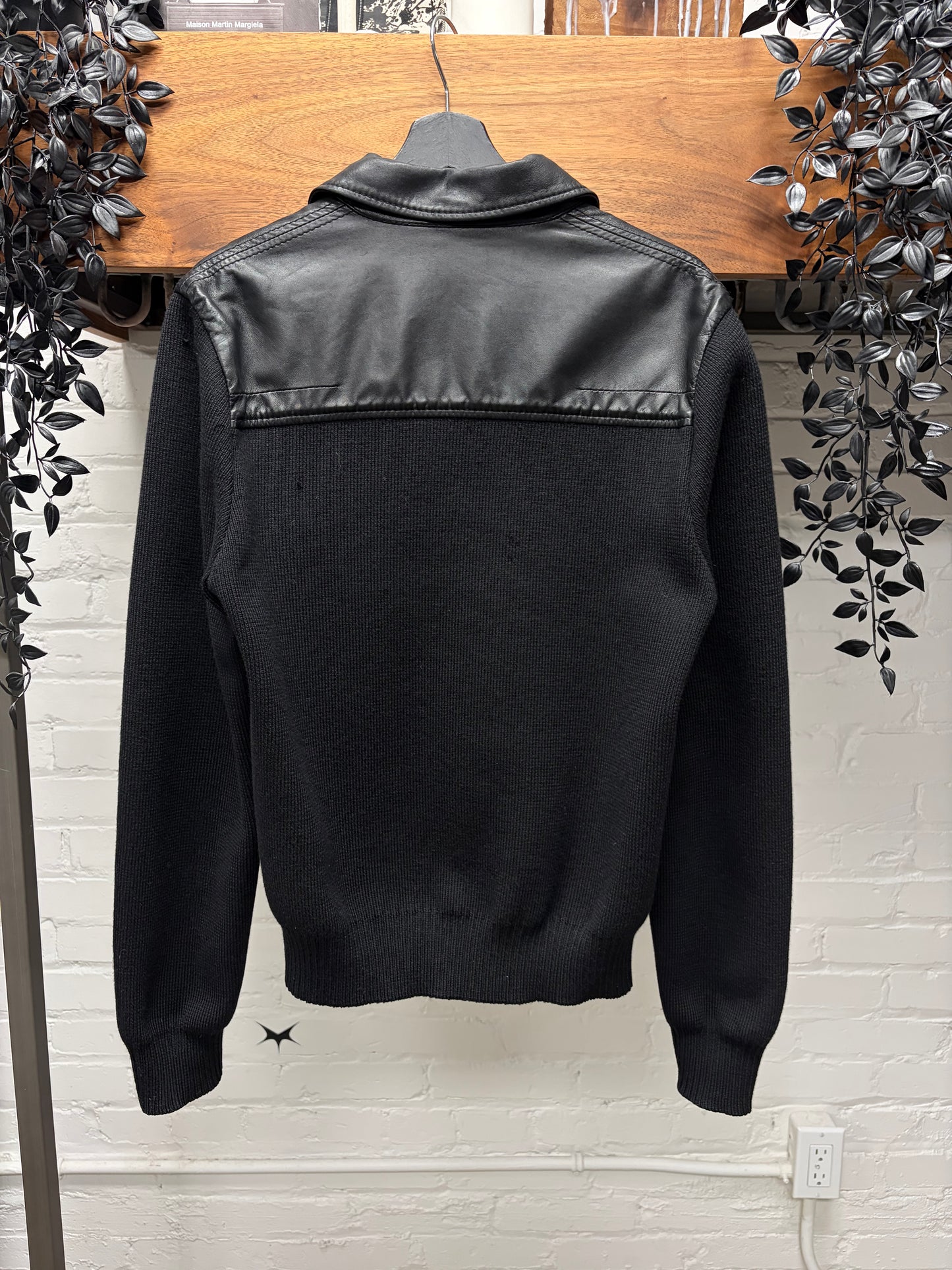 AW2005 Dior Homme by Hedi Slimane ‘In the Morning’ Black Ribbed Sleeve Leather Jacket