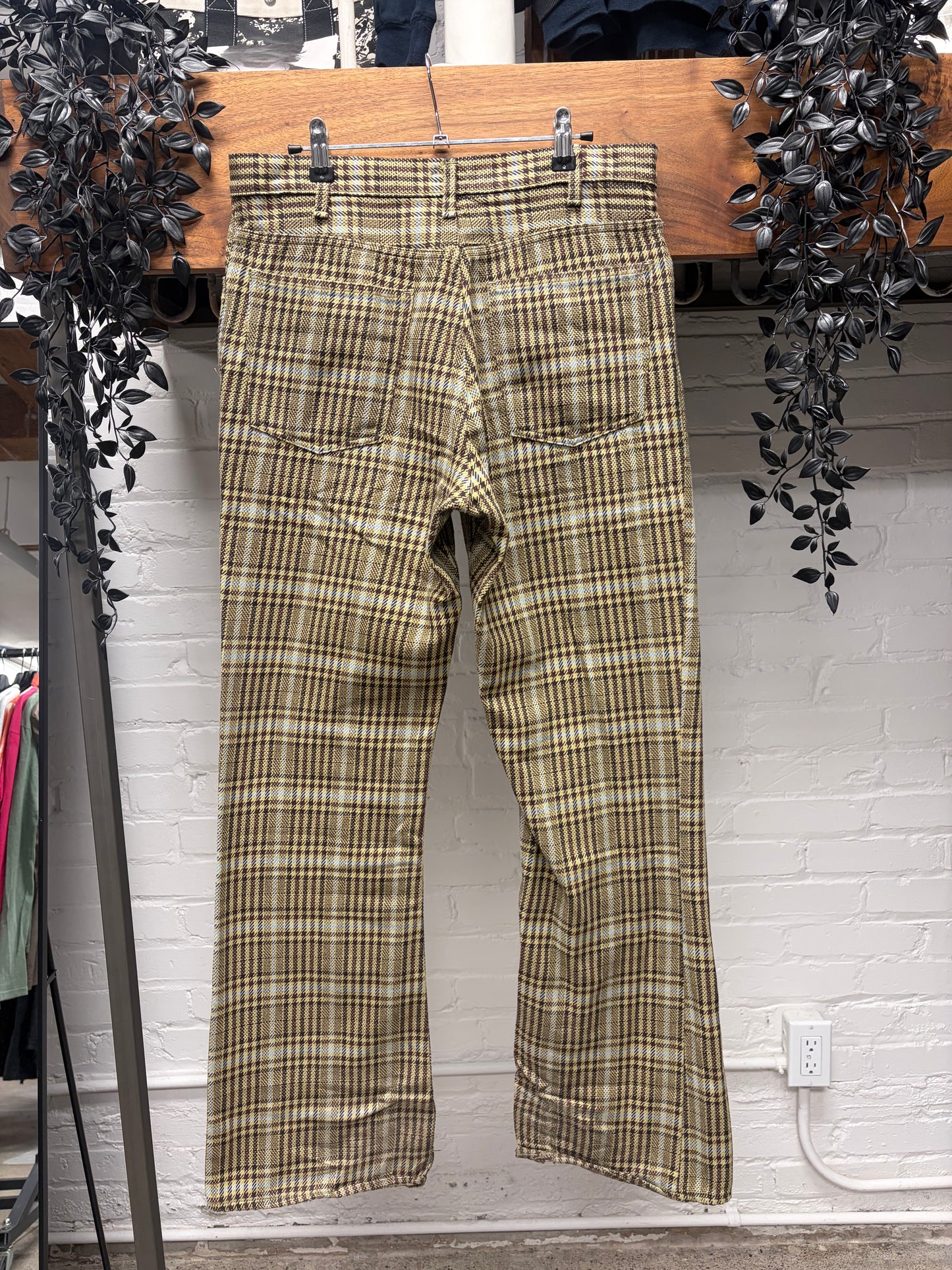 Kapital Yellow/Brown Plaid Bootcut Flared Leg Trousers