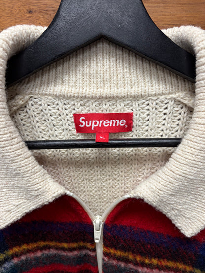 AW2018 Supreme Plaid/Cream Collared Zip-Up Sweater