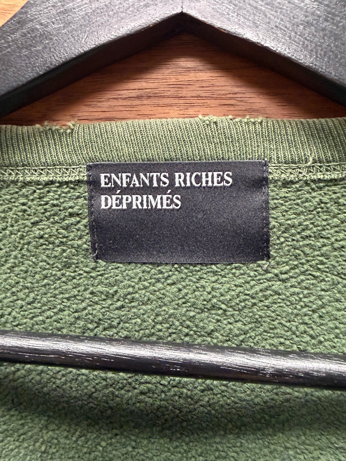 Enfants Riches Deprimes ‘Death, My Life’ Faded Green Distressed Sweatshirt