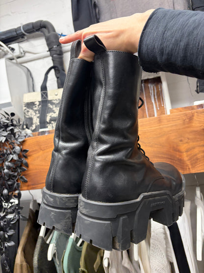 Balenciaga ‘Bulldozer’ Black Leather Platform Sole Combat Boots