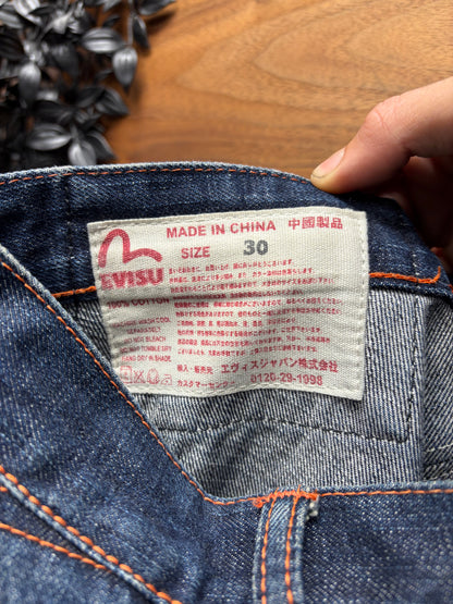Evisu Genes ‘Osaka’ Blue Raw Washed Embroidered Logo Denim