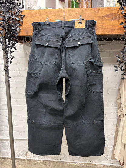 2023 Balenciaga Heavyweight Faded Black Cargo Carpenter Denim
