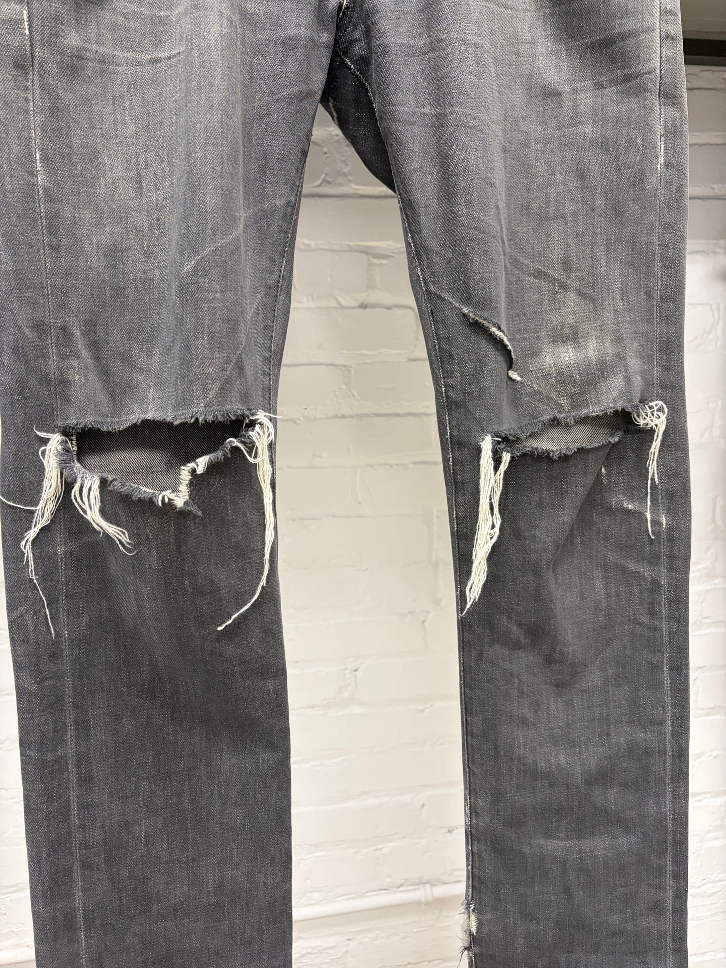 AW2004 Dior Homme by Hedi Slimane Distressed Black Skinny Jeans