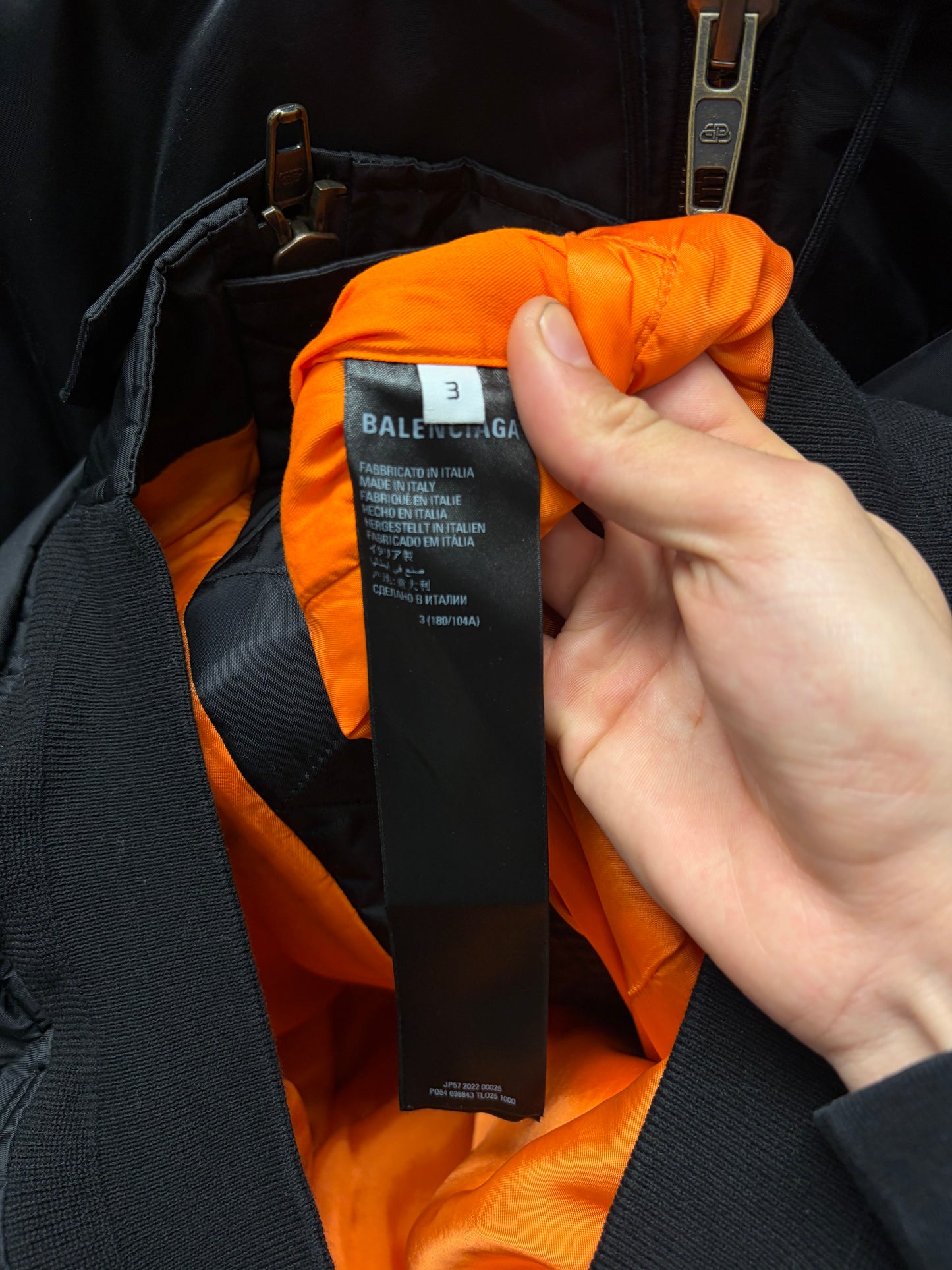 SS2022 Balenciaga ‘3B Sport Icon’ Black Hooded Bomber Jacket