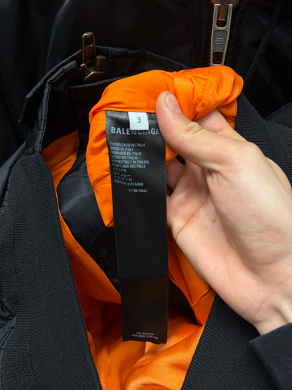 SS2022 Balenciaga ‘3B Sport Icon’ Black Hooded Bomber Jacket