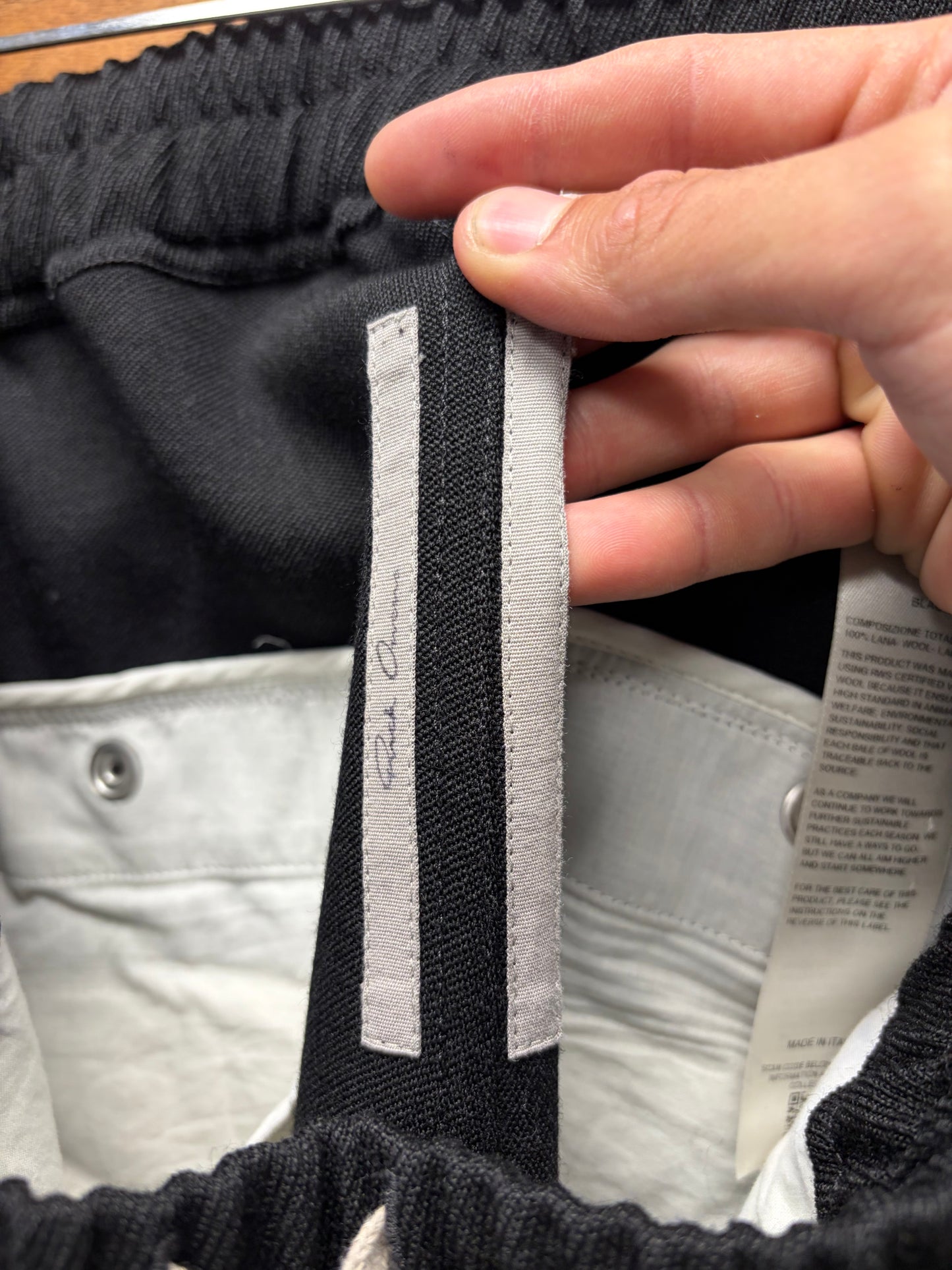 Rick Owens Mainline Black ‘CargoBela’ Black Wide Leg Drawstring Pants