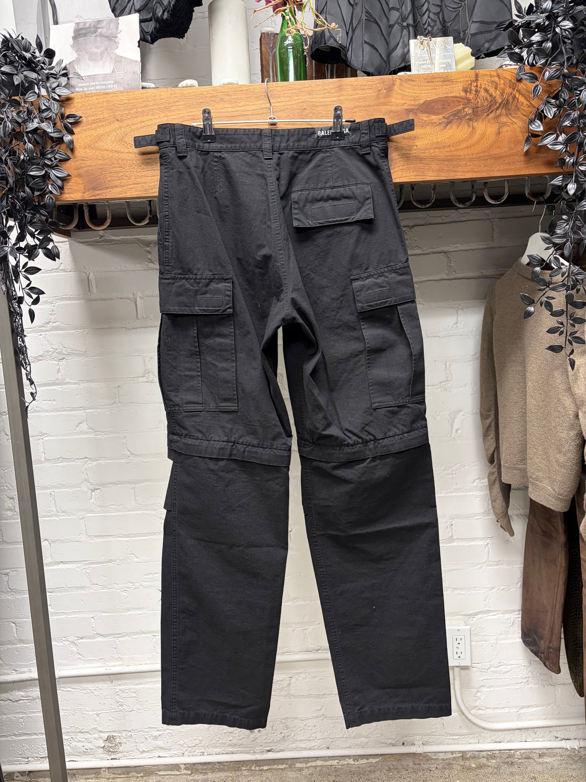2022 Balenciaga ‘Convertible’ Black Ripstop Straight Cut Cargo Pants