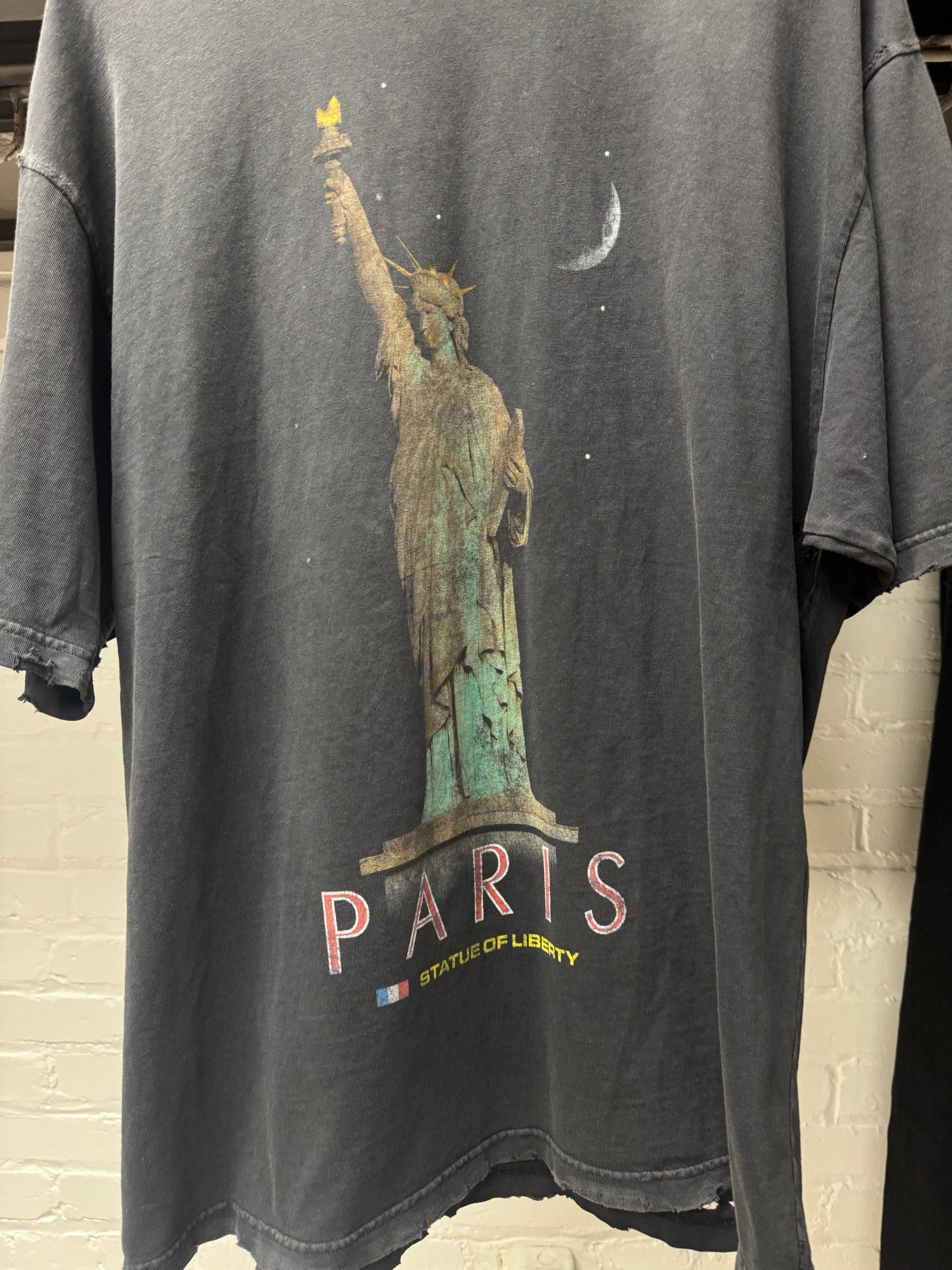 SS2024 Balenciaga ‘Paris’ Eiffel Tower Distressed Graphic T-Shirt