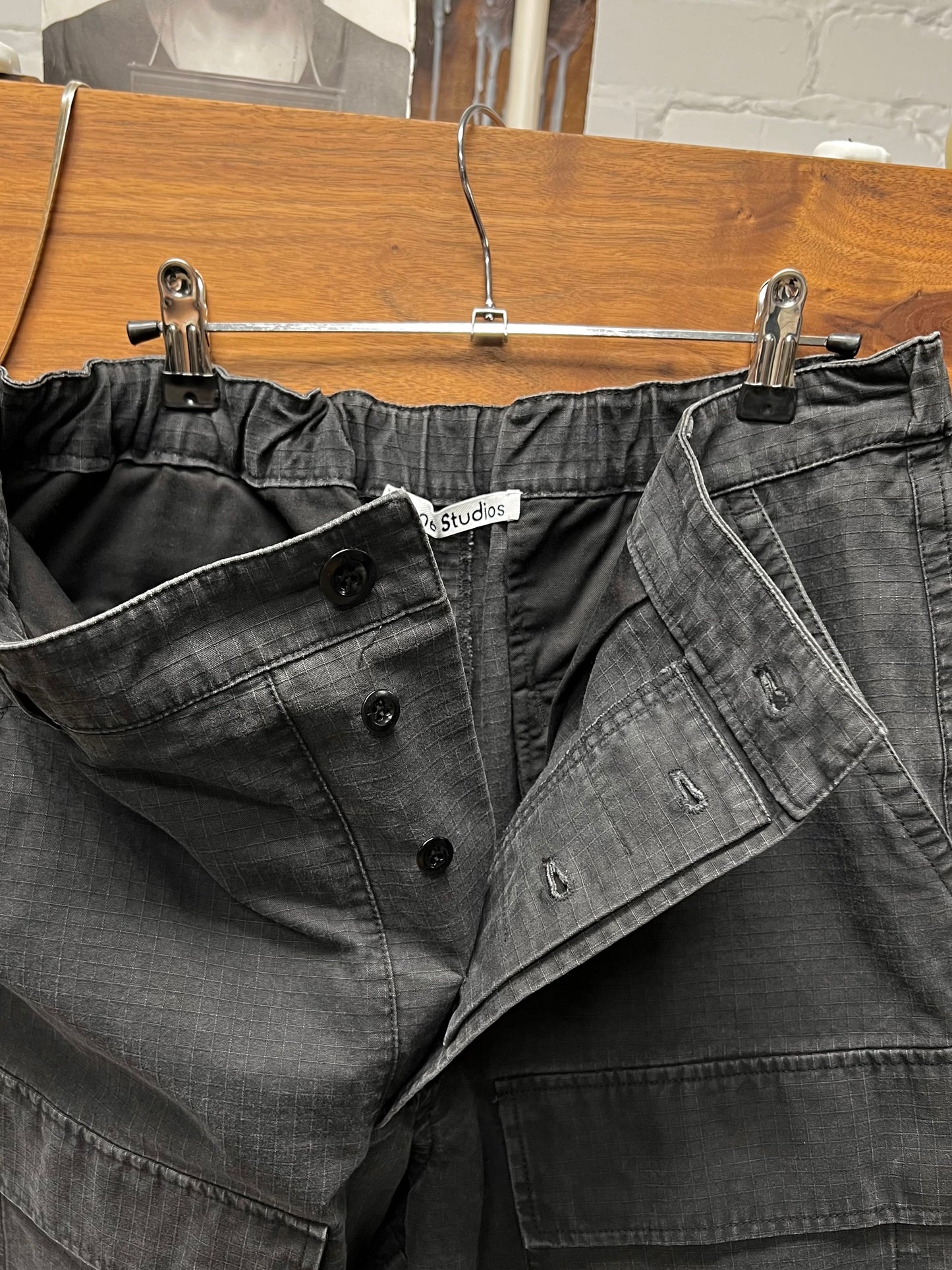 Acne Studios Black Ripstop ‘Convertible’ Wide Leg Cargo Pants