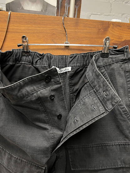 Acne Studios Black Ripstop ‘Convertible’ Wide Leg Cargo Pants