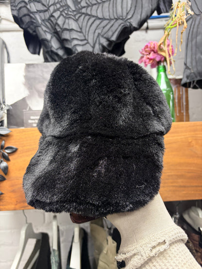 Givenchy ‘4G Logo’ Leather Strap-Back Black Faux Fur Hat