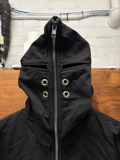 Rick Owens Black ‘Gimp’ Canvas Masked Full Zip Hoodie