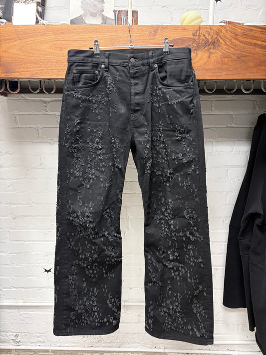 Acne Studios ‘2021M’ Distressed ‘Night Sky’ Black Flared Leg Denim