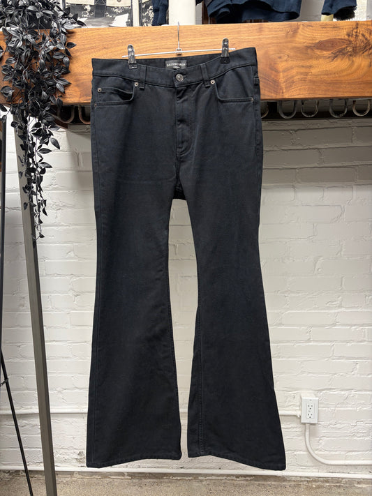 2024 Balenciaga ‘Flat Black’ Flared Cut Denim