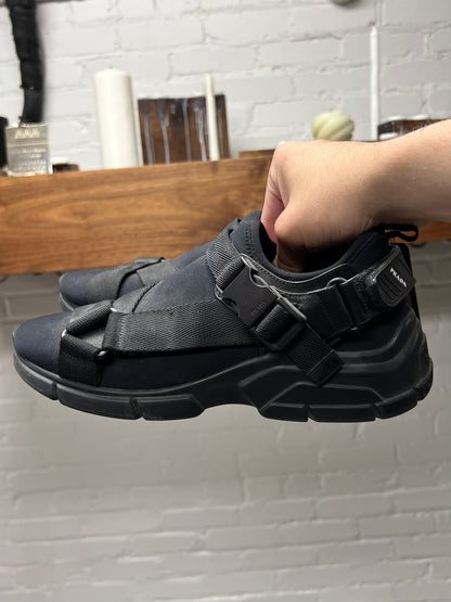 Prada ‘Buckle’ Neoprene Black Strap Low-top Sneakers