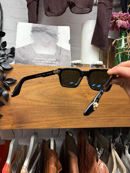 Chrome Hearts ‘Halllamanass’ 18K Gold Box Shape Black Sunglasses