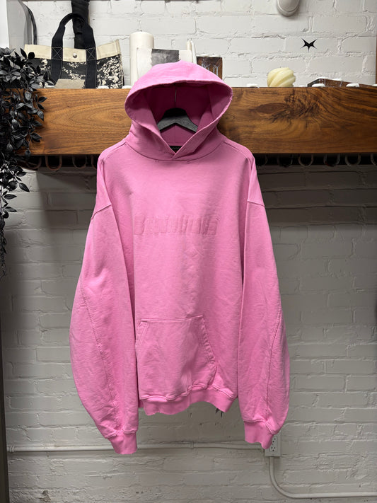 2022 Balenciaga ‘Stencil Logo’ Oversized Pink Pullover Hoodie
