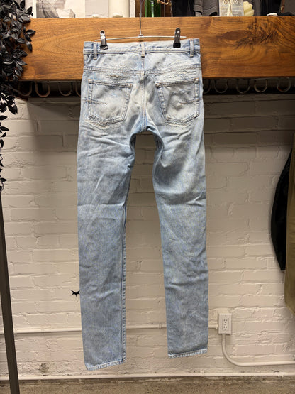 Dior Homme Light Wash Blue Crash Distressed Skinny Jeans