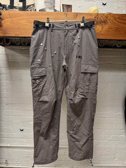Heliot Emil Technical Grey Panelled Cargo Pants