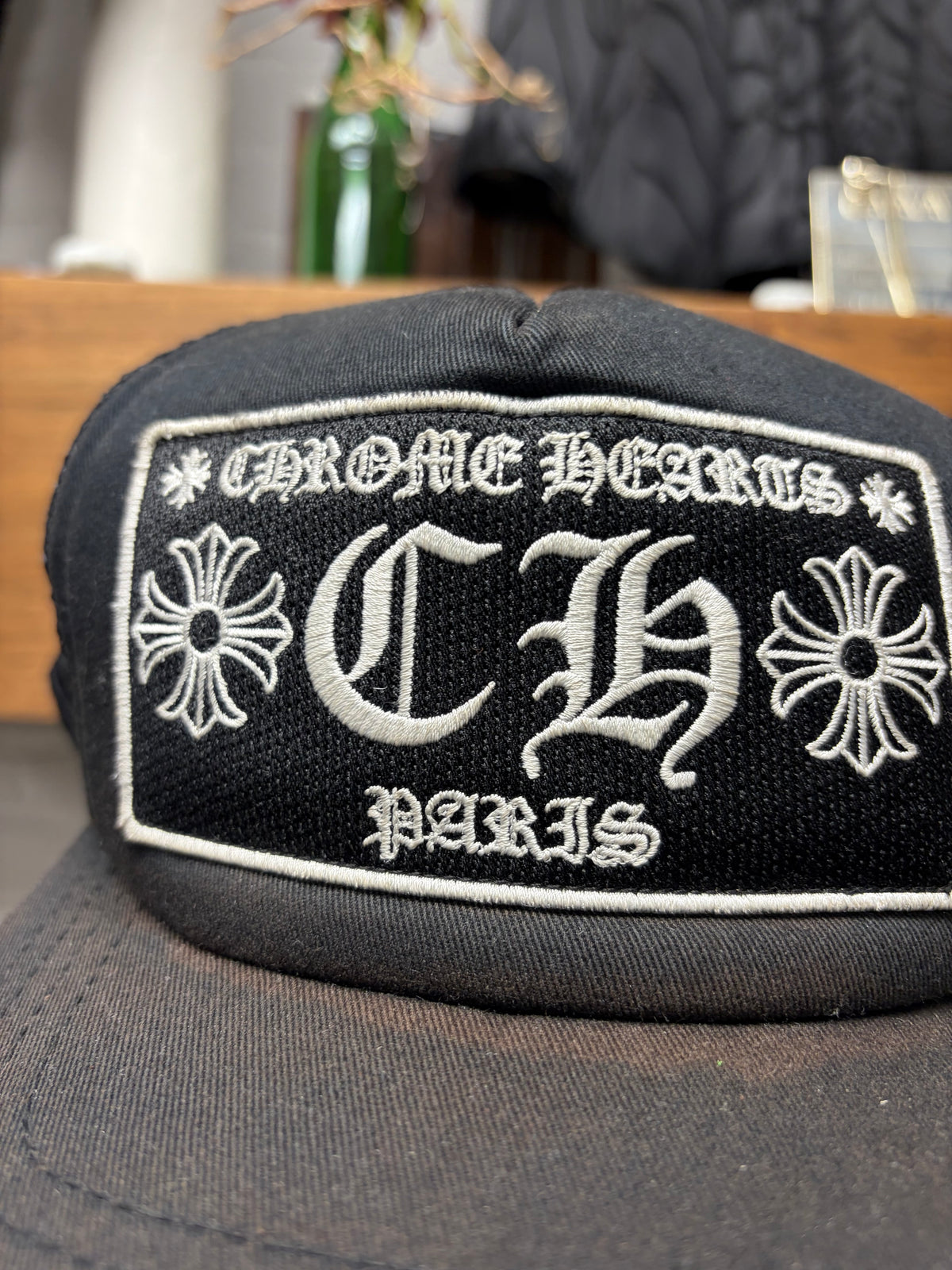 Chrome Hearts ‘Paris’ Store Exclusive Black ‘CH Patch’ Trucker Bat
