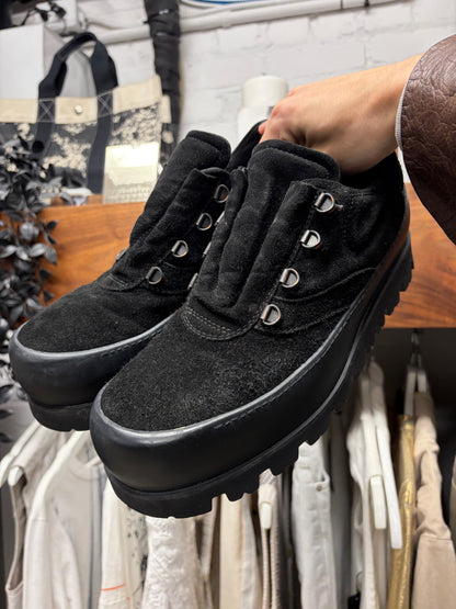 Ann Demeulemeester Lug Sole Black Suede Hiking Derbies