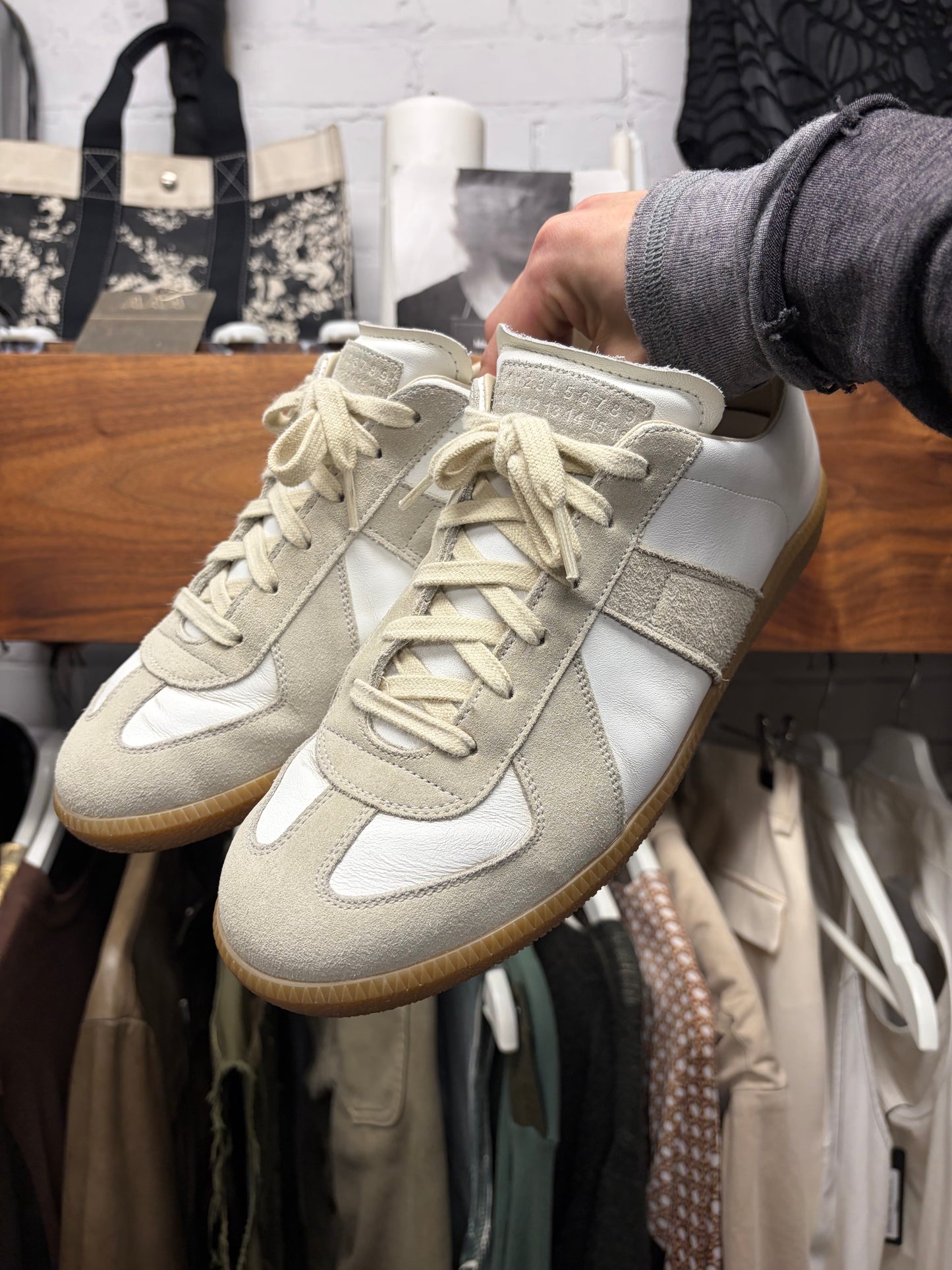 Maison Margiela ‘G.A.T.’ White Suede/Gum Sole Low Top Sneakers