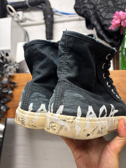 Balenciaga ‘Paris’ Graffiti Black Canvas High Top Sneakers