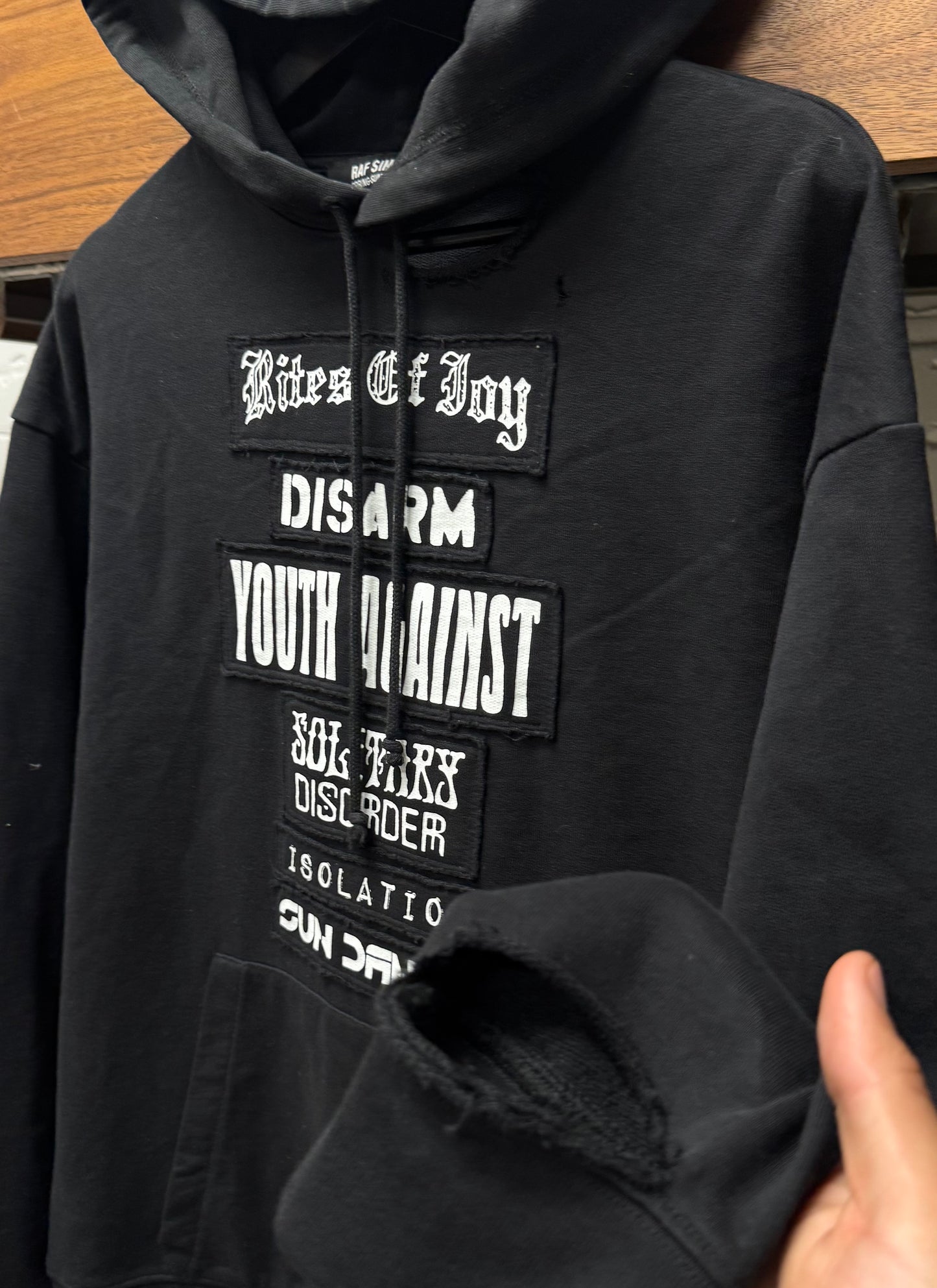 SS2021 Raf Simons ‘Isolation’ Patch Distressed Hoodie