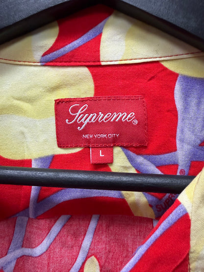 SS2018 Supreme ‘Lily’ Gold/Red Camp Collar Rayon Shirt