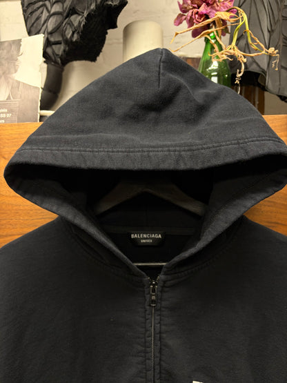2022 Balenciaga ‘Upside Down Logo’ Black Zip-Up Hoodie