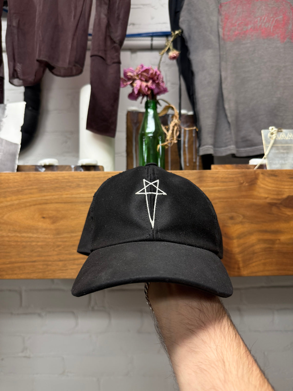Rick Owens DRKSHDW ‘Embroidered Pentagram’ Black Baseball Cap