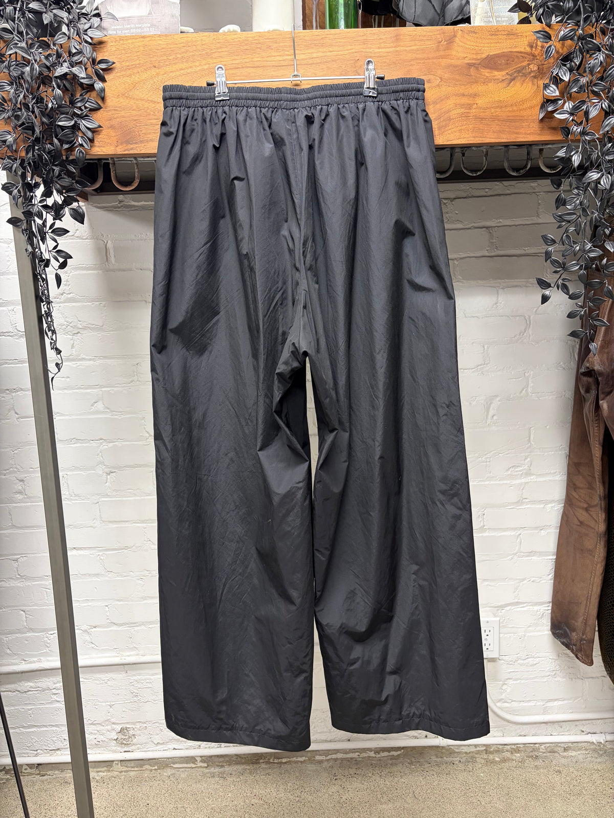 2024 Balenciaga ‘Minimal Logo’ Straight Leg Black Nylon Drawstring Track Pants