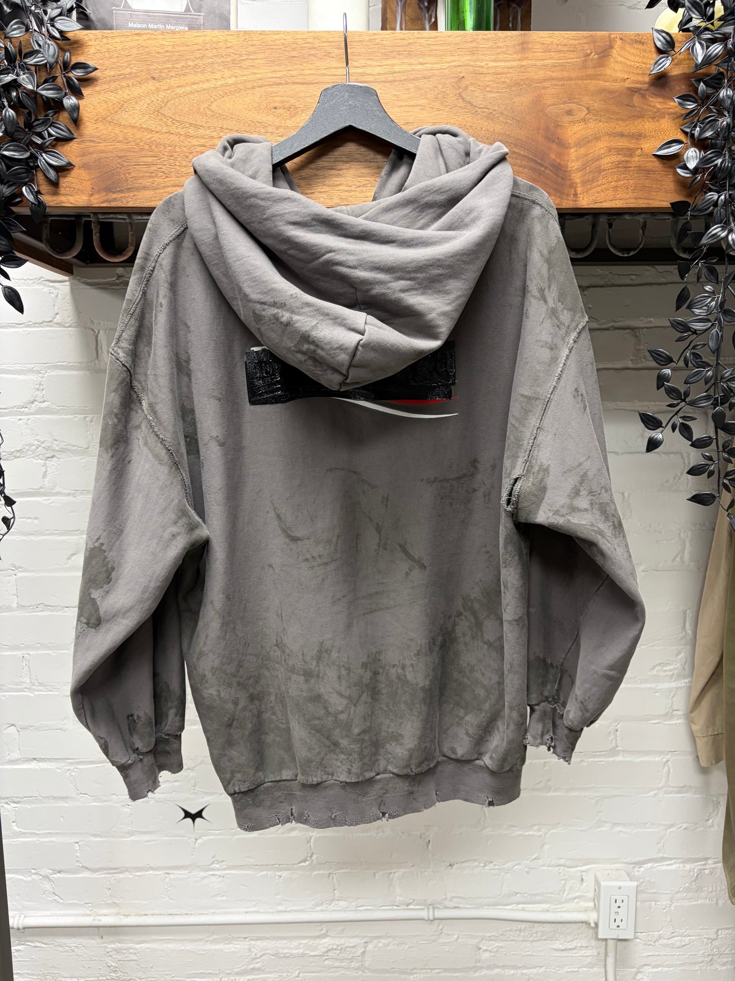 AW2023 Balenciaga Mudshow ‘Gaffer Tape’ Grey Distressed Zip-Up Hoodie