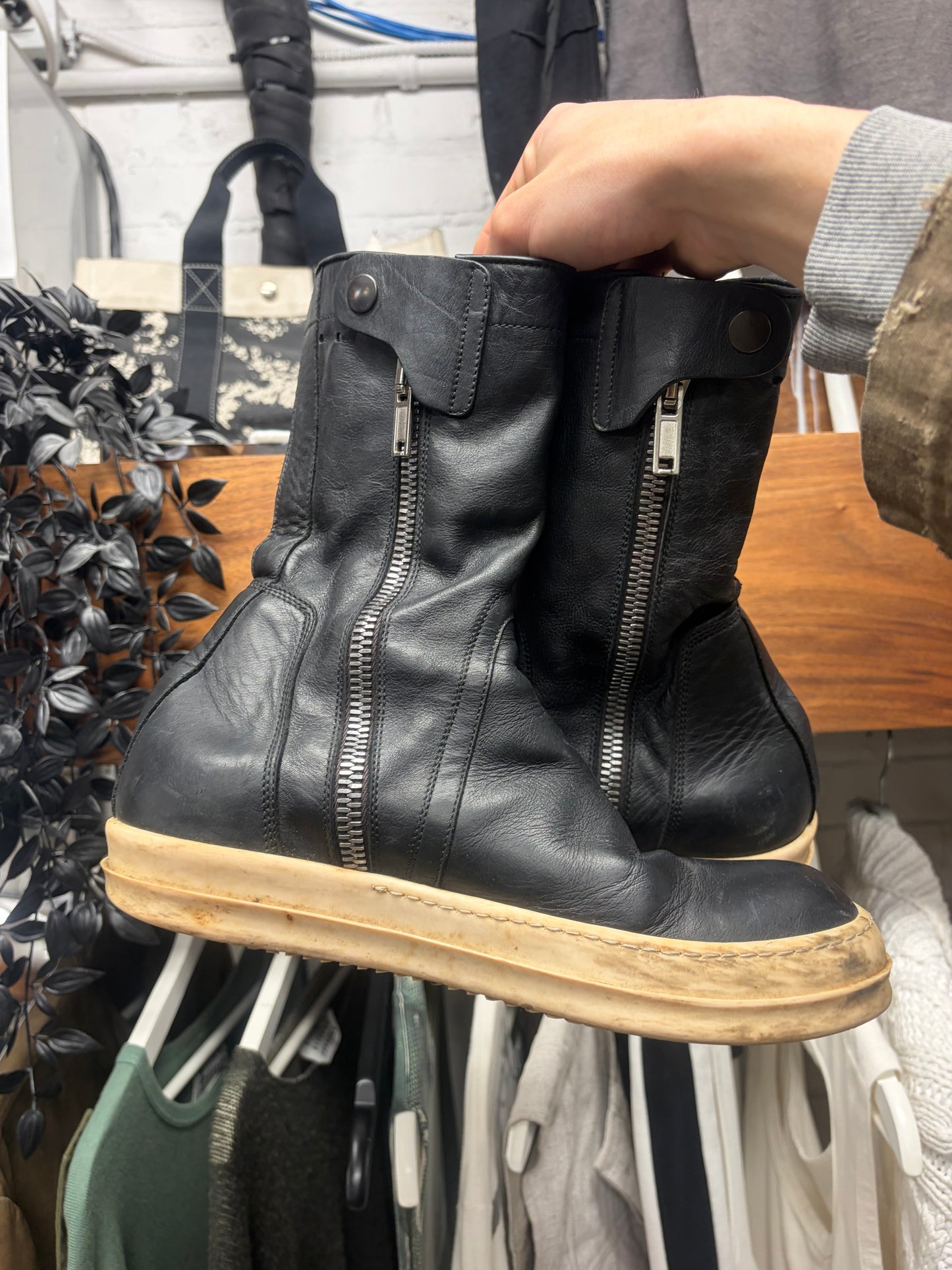 AW2014 Rick Owens ‘Creeper’ Moody Leather High Top Sneakers