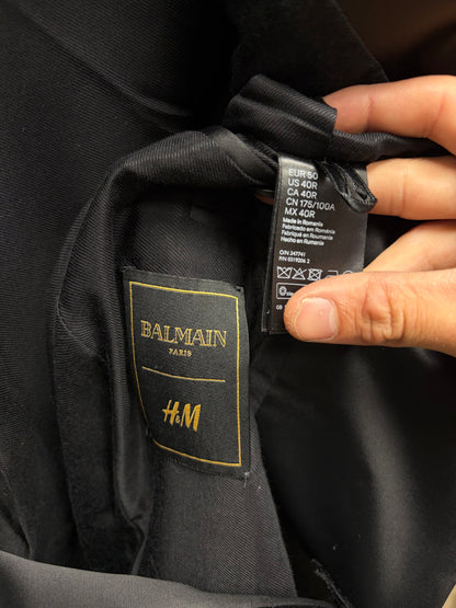 AW2015 Balmain x H&M Velvet ‘Smoking Jacket’ Single Button Blazer