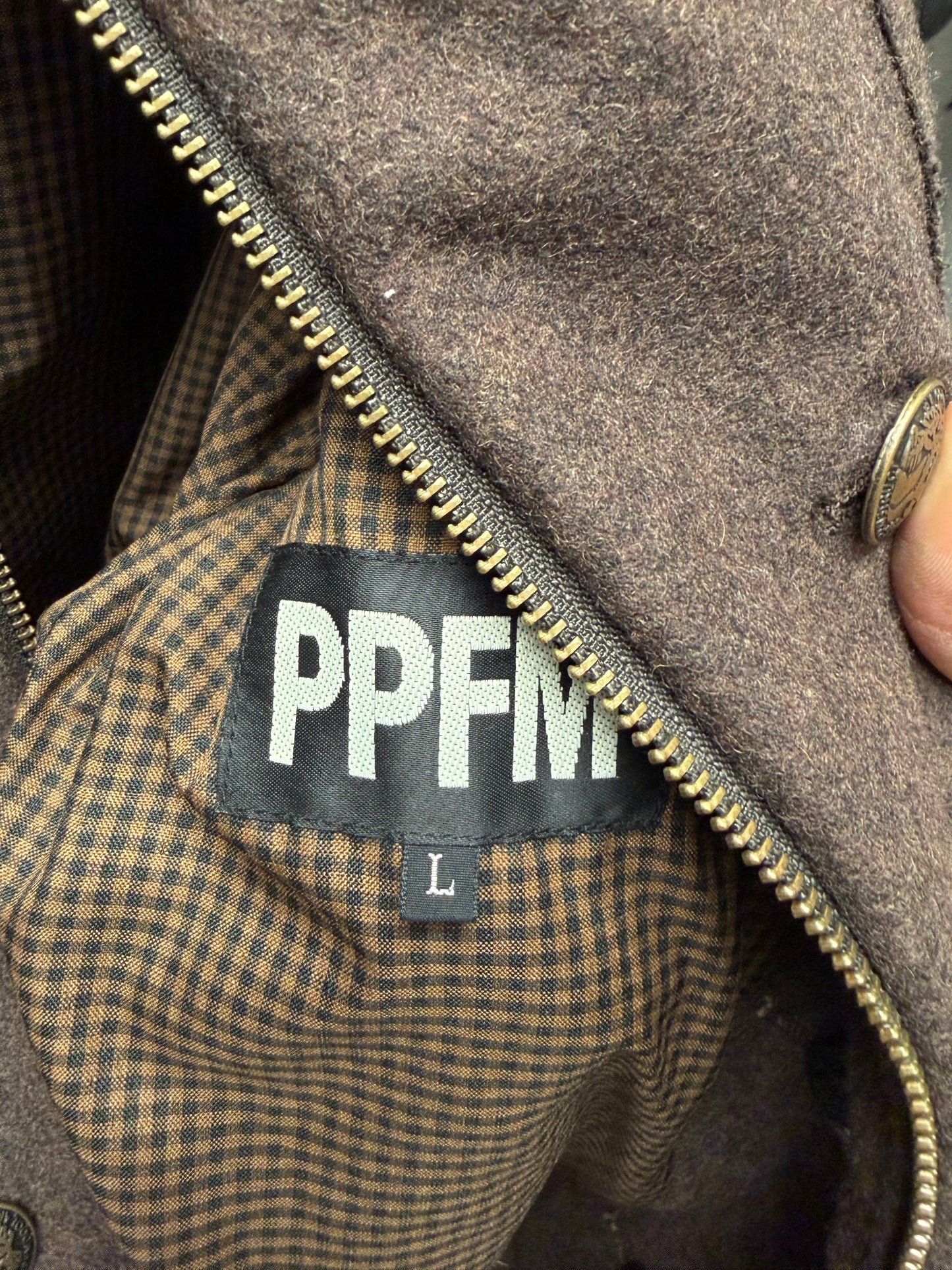 PPFM Fur Hooded Brown Napoleon Jacket