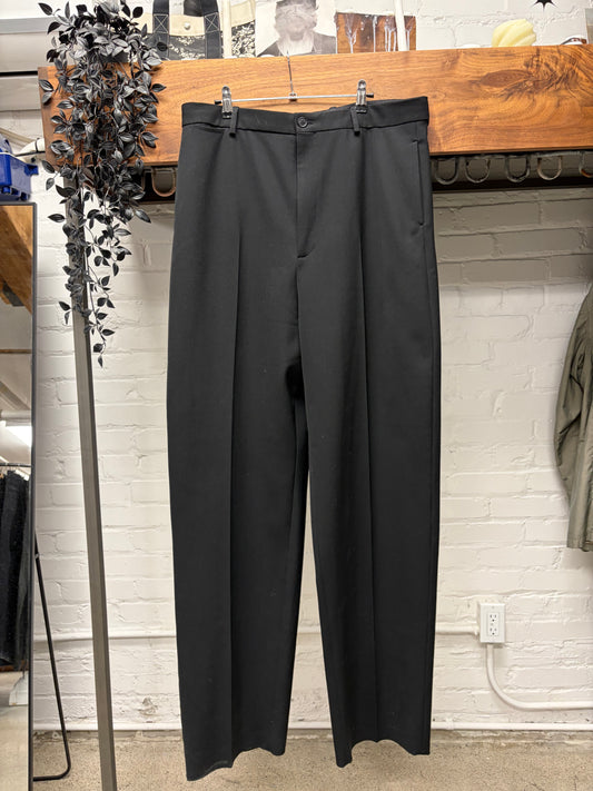 2022 Balenciaga Heavyweight Pleated Black Wide Leg Trousers