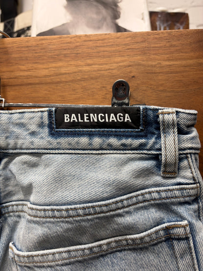 2023 Balenciaga Light Wash Blue Flared Leg Denim