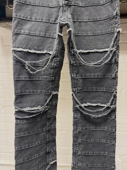 2000s Hysteric Glamour ‘Hagi’ Distressed Black Flared Leg Denim