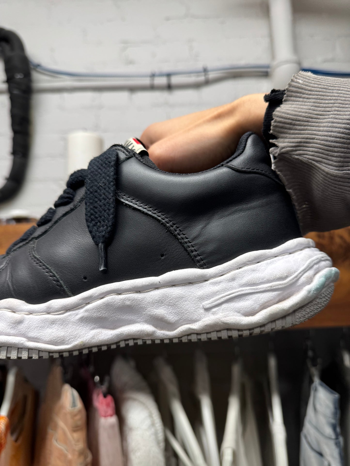 Mihara Yasuhiro ‘Melted’ Black/White Leather Low Top Sneakers