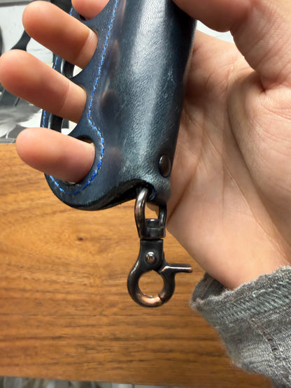 Blackmeans Dark Blue Leather ‘Knuckle Duster’ Lighter Case