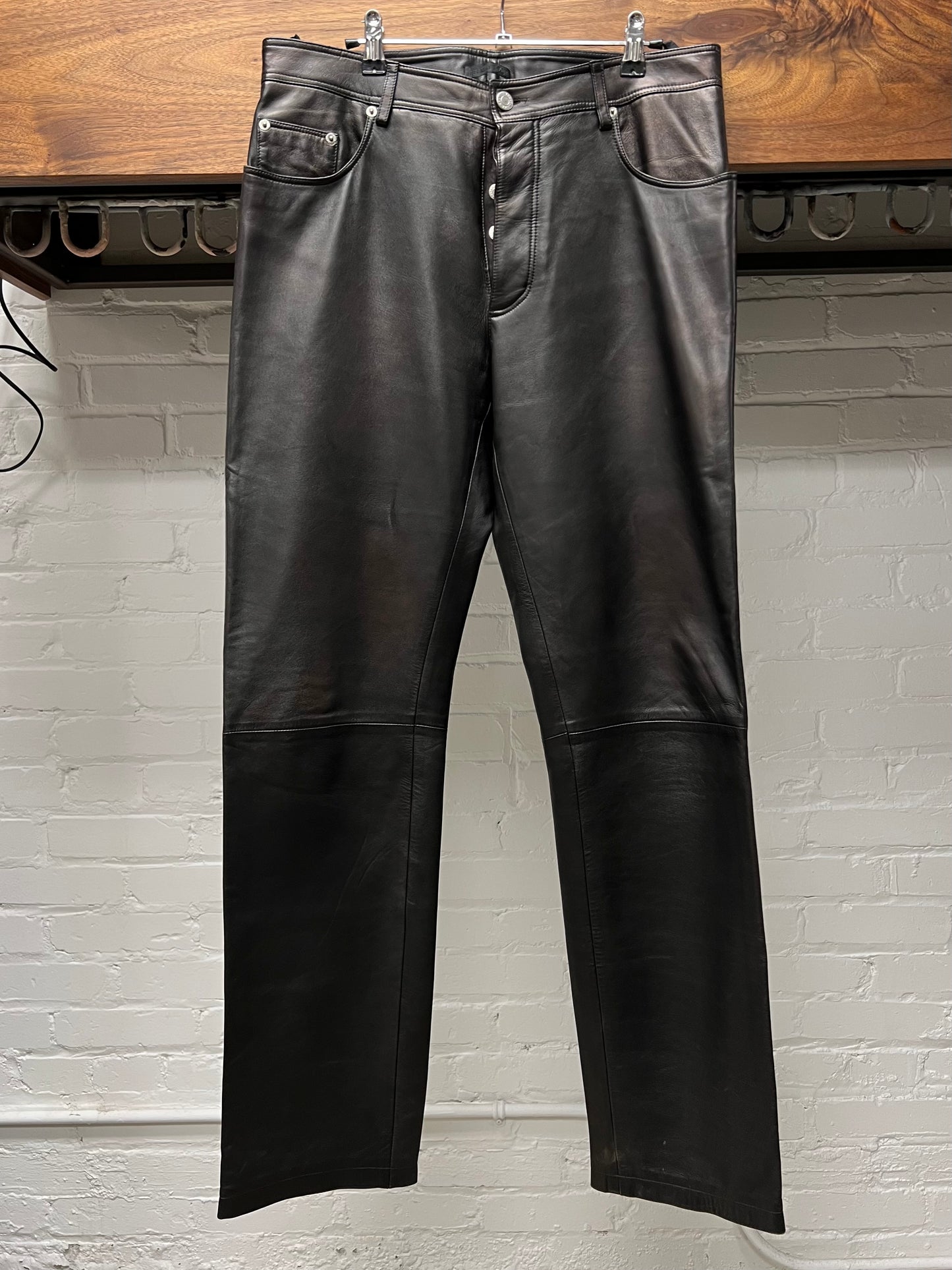 Early 2000s Helmut Lang Brown Lambskin Leather Trousers