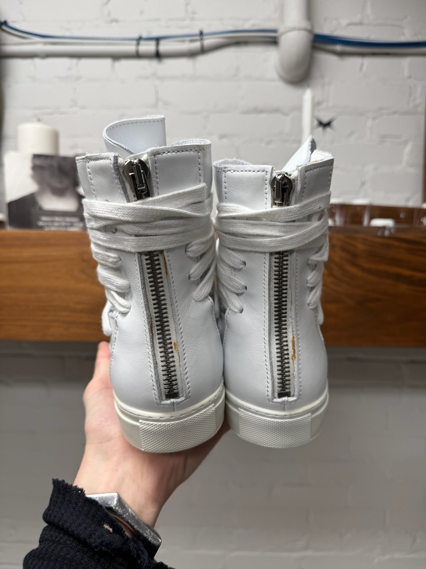 Kris Van Assche ‘Multi-Lace’ White Leather High Top Sneakers