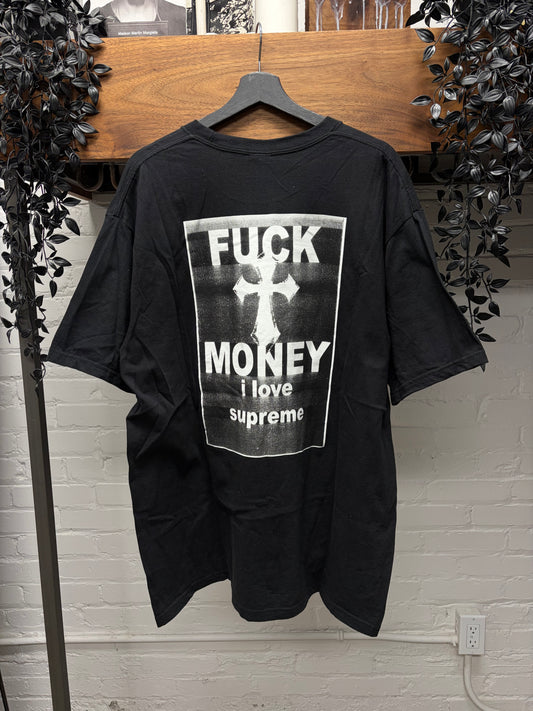 AW2024 Supreme ‘Fuck Money’ Black Graphic T-Shirt