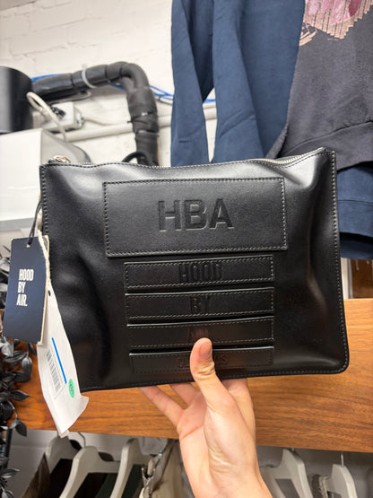 Hood By Air ‘Classics’ Embossed  Black Leather Square Pouch