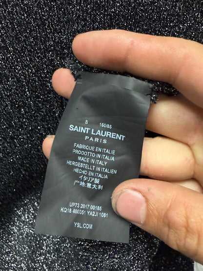 2017 Saint Laurent Silver ‘Glitter’ Ribbed Knit Sweater