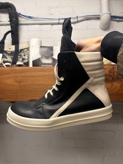 Rick Owens ‘Geobasket’ Black/Milk Leather High Top Sneakers