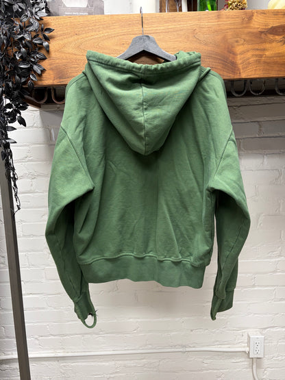 Jacquemus Forest Green Embroidered Logo Terry Cotton Zip-Up Hoodie